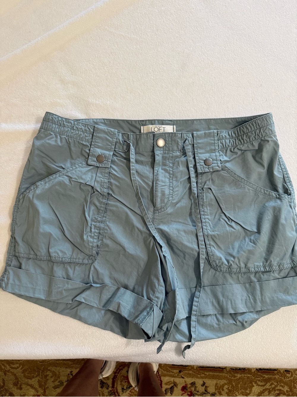 LOFT Light Blue Drawstring Utility Bermuda Shorts